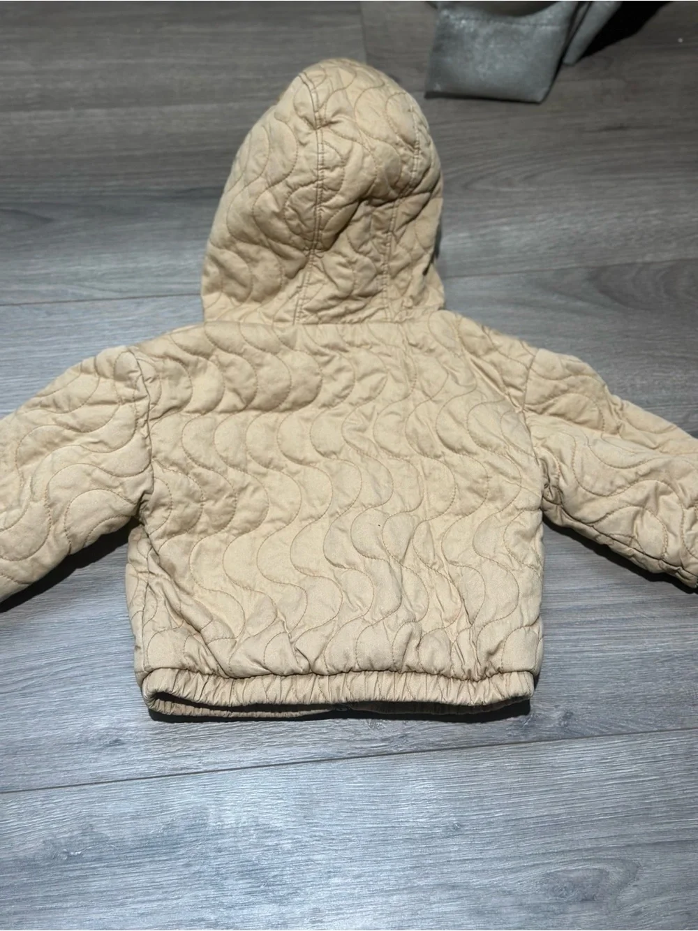 Old Navy Hooded Quilted Puffer Jacket in Tan Brown Beige